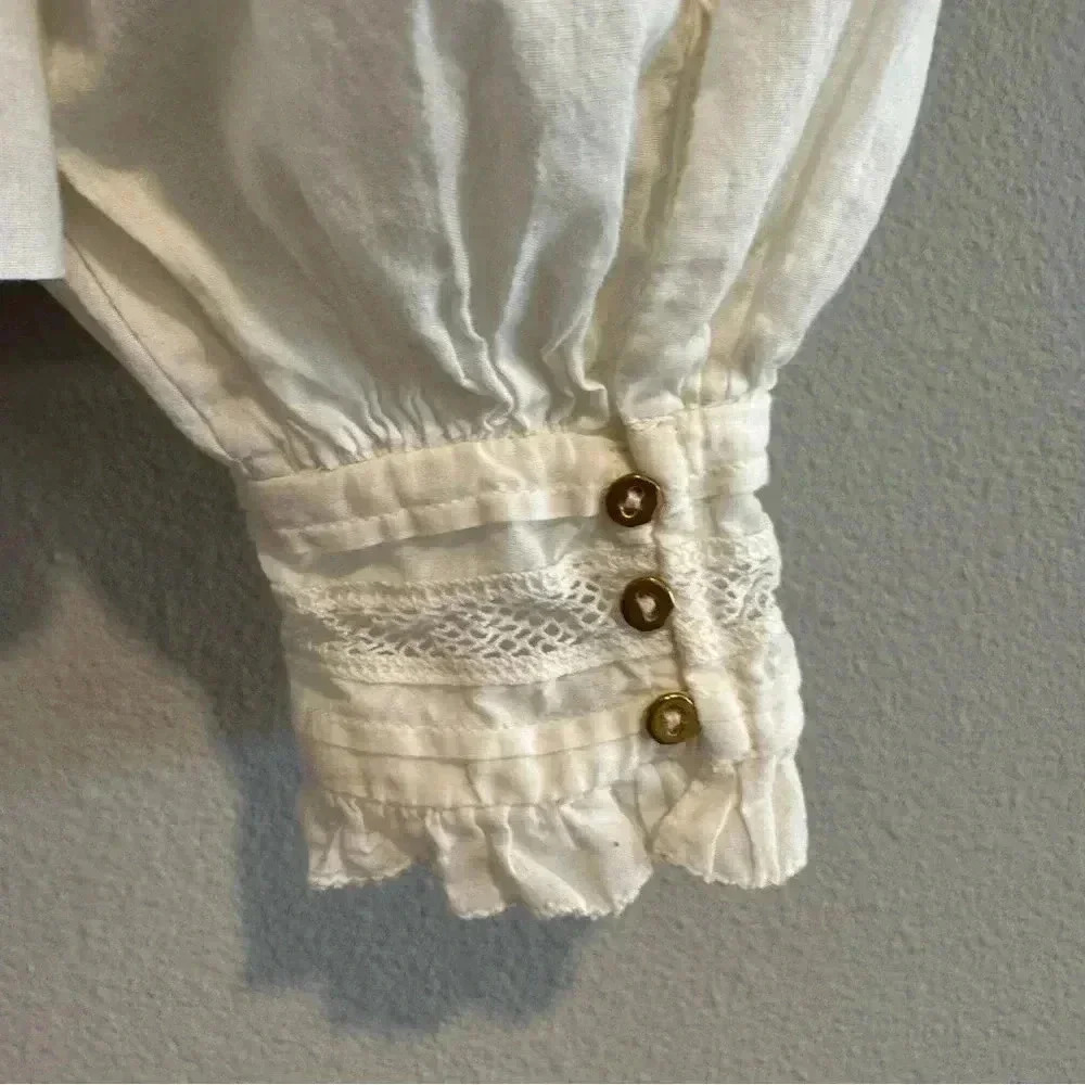 Ulla Johnson Annetta Cotton Ruffle Blouse Long Sleeve Embroidered Boho Peasant 2 - Picture 11 of 13